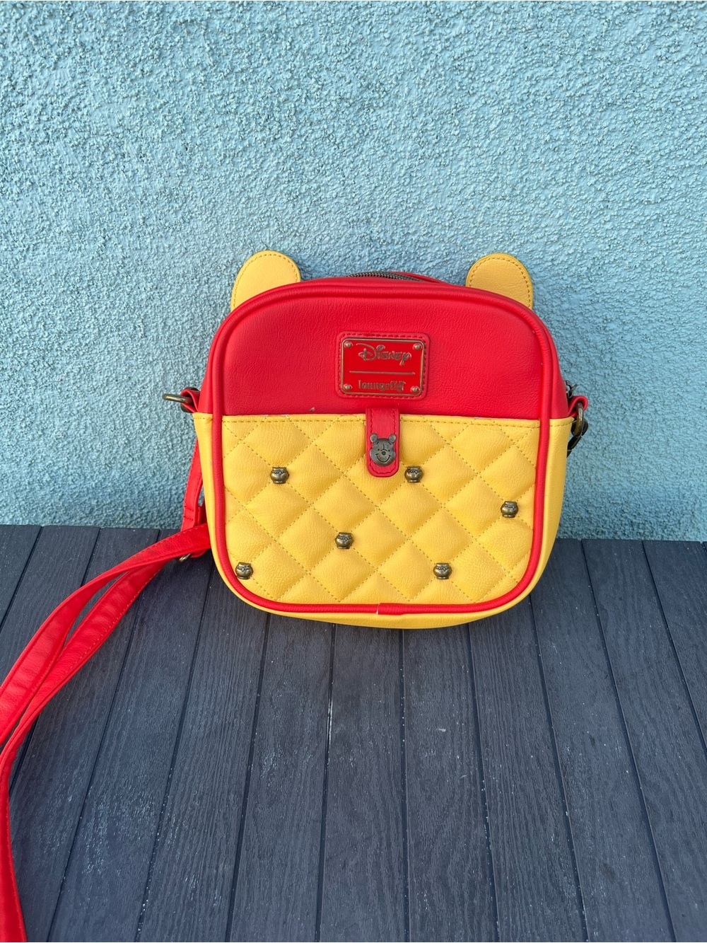 Loungefly Winnie the Pooh Red and Yellow Disney Quilted Crossbody Bag